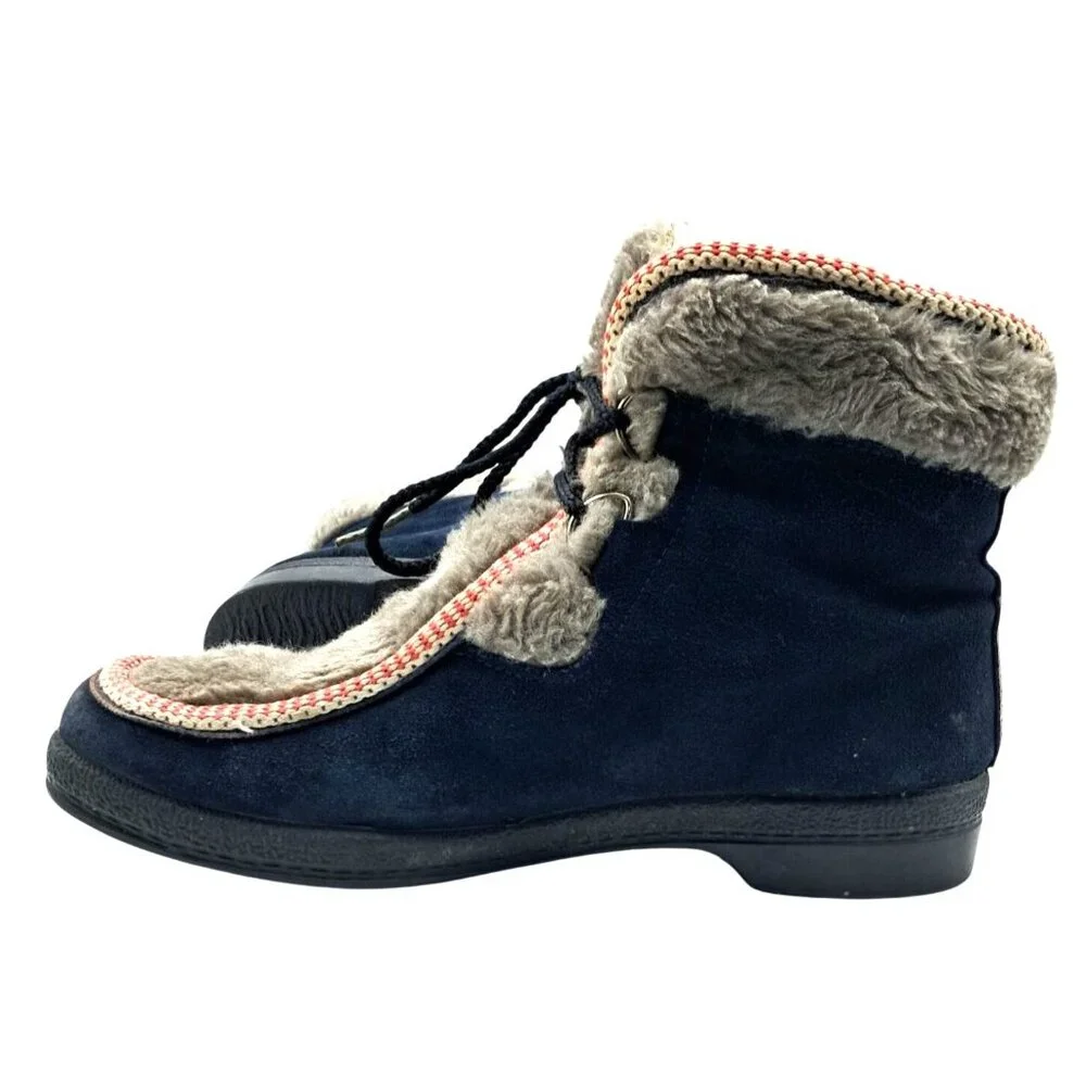 VIntage Yodelers Boots Womens Size 9 Apres Snow Winter Blue Suede Fleece Faux Fu - Picture 10 of 16